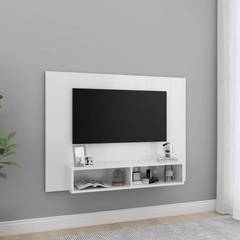 Porta TV a parete Zedtile 120cm Legno Bianco Lucido