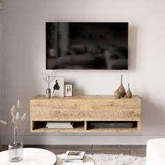 TV-meubel met 2 legplanken en 2 draaideuren Halei 100cm Hout natuur