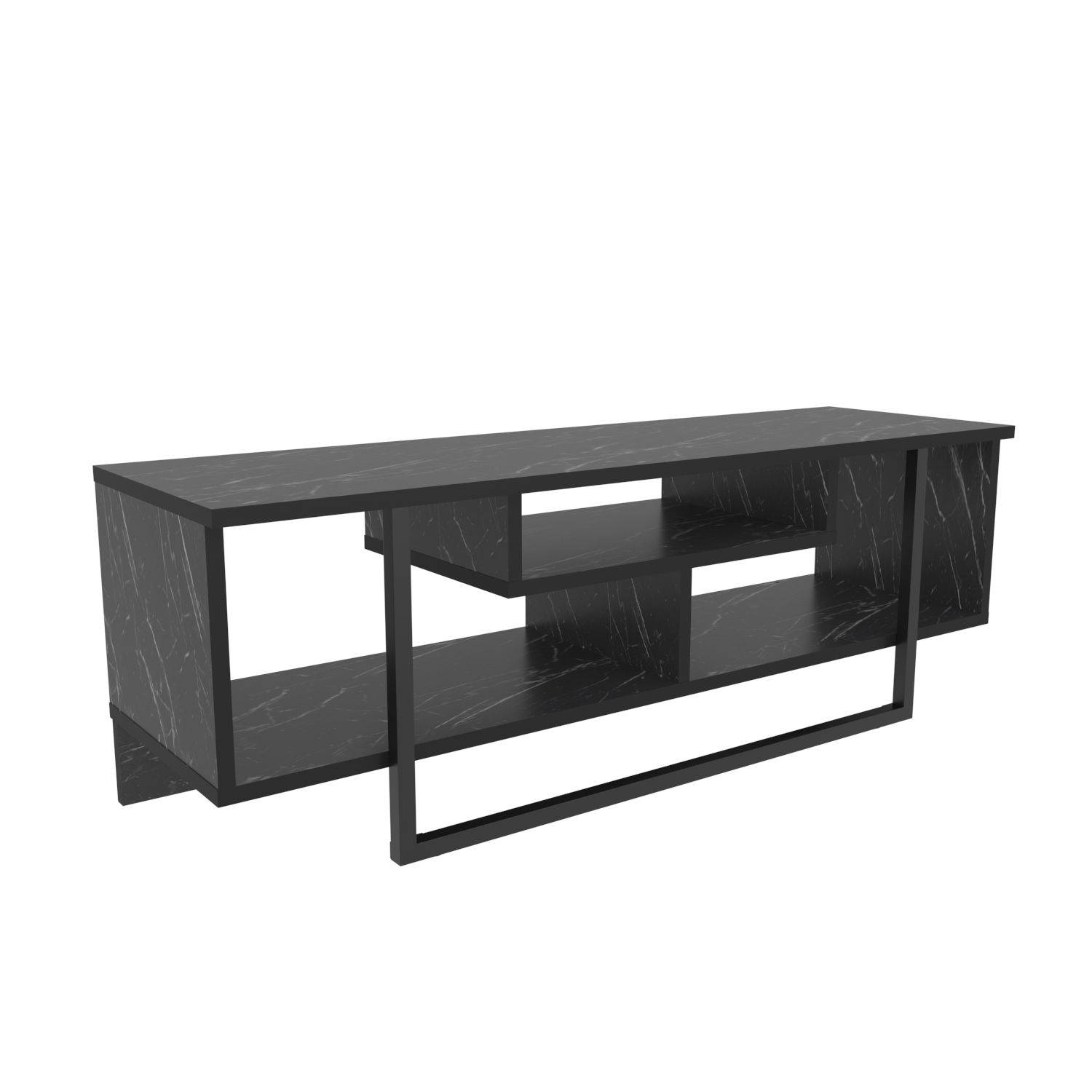 Nikolai TV-meubel 120cm zwart en zwart marmer effect