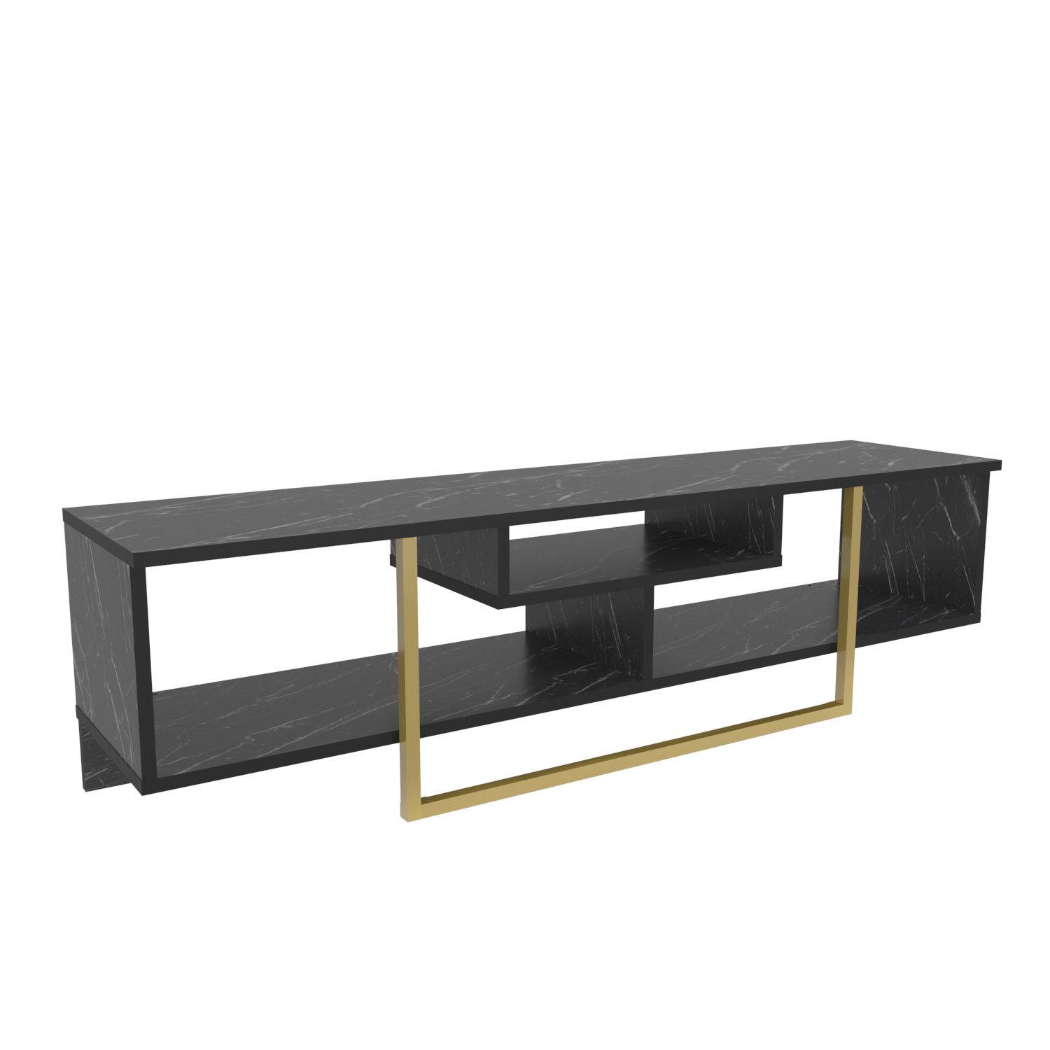 Nikolai TV-meubel 150cm Goud en zwart marmer effect
