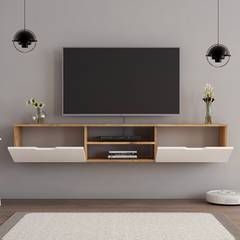 Isaiah hangend TV-meubel L160cm Licht hout en wit