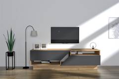 TV-Möbel mit trapezförmigen Schubladen Disposito B160 cm Melaminplatte Sapphire Anthrazit