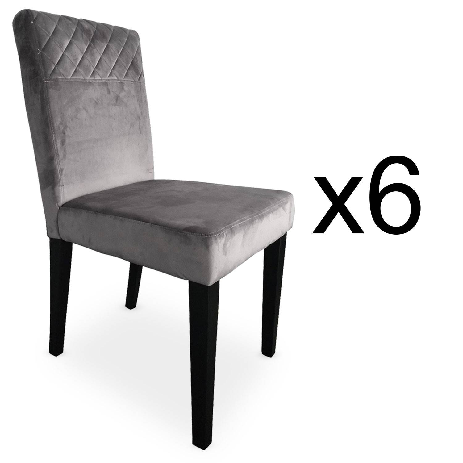 Set van 6 Milo Velvet Silver gestoffeerde stoelen