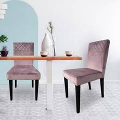 Set van 8 Milo Fluweel Roze gewatteerde stoelen