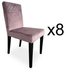 Set van 8 Milo Fluweel Roze gewatteerde stoelen