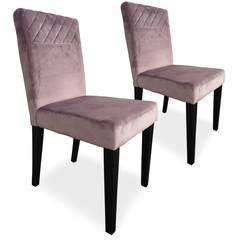 Lote de 2 sillas acolchadas Milo terciopelo rosa