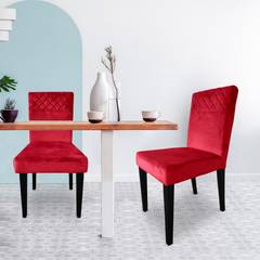 Set van 2 Milo rood fluwelen doorgestikte stoelen