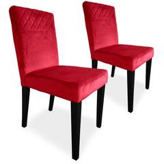 Set van 2 Milo rood fluwelen doorgestikte stoelen