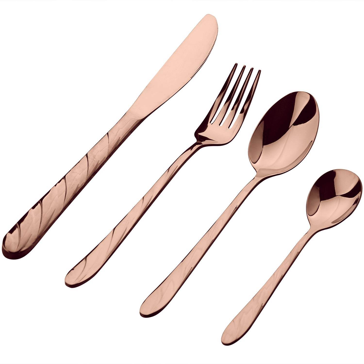 rame set,posate Set di posate 30 pezzi Rivestimento in oro rosa con manico nero Mars coltelli forchette cucchiai servizio titanio placcatura acciaio inossidabile per 6 utensili posate set 