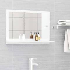 Miroir de salle de bain avec étagère Ecaillon 60x37cm Bois Blanc Brillant