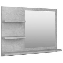 Miroir de salle de bain et 3 étagères Barrois 45x60cm Bois Gris béton