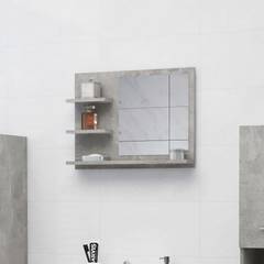 Miroir de salle de bain et 3 étagères Barrois 45x60cm Bois Gris béton