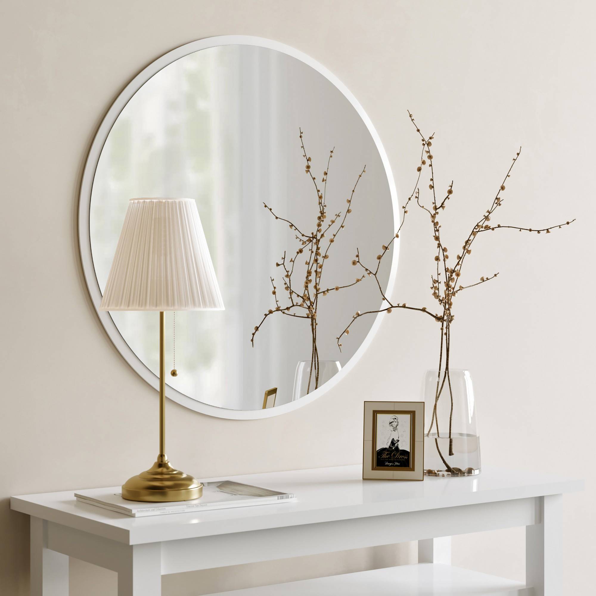 Decoratieve spiegel Adriata D60cm Hout Wit