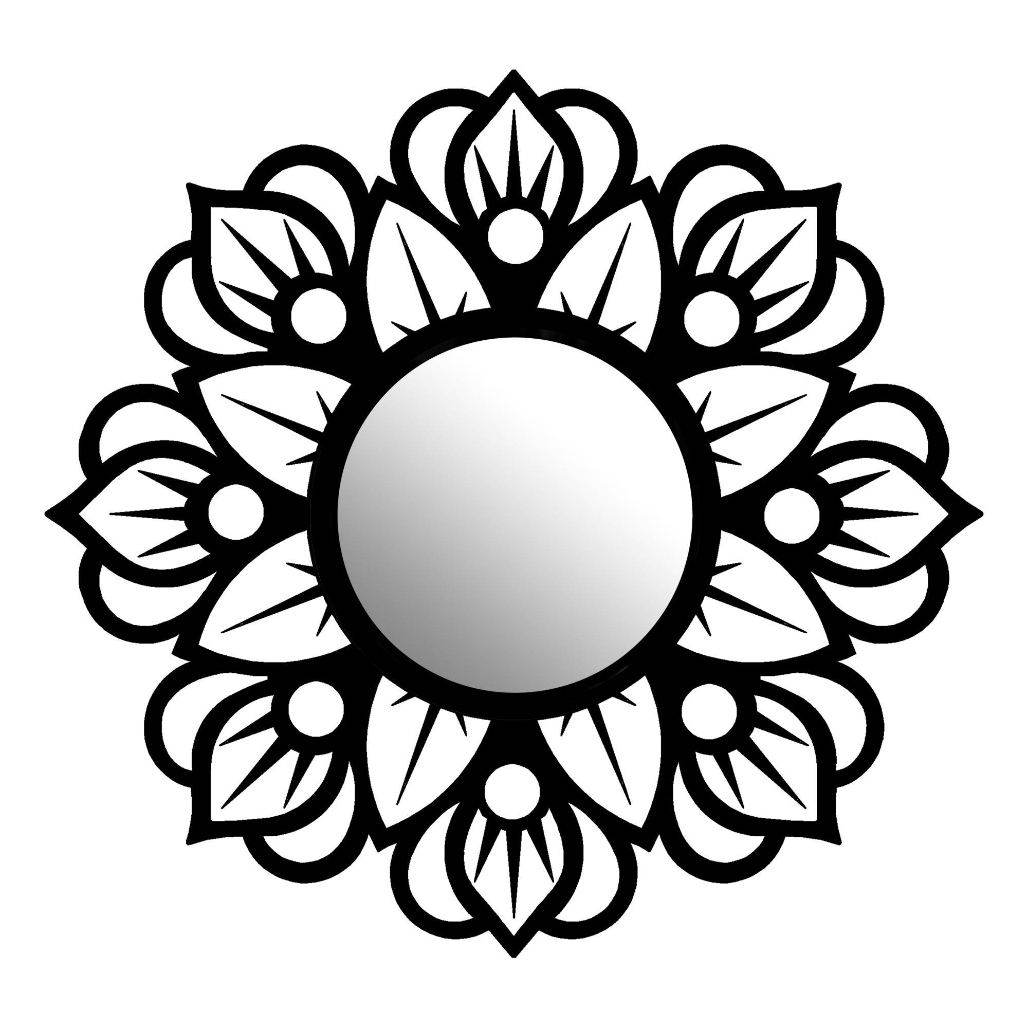 Specchio Decorativo Filamentis D70cm Mandala Flower Pattern Metallo Nero