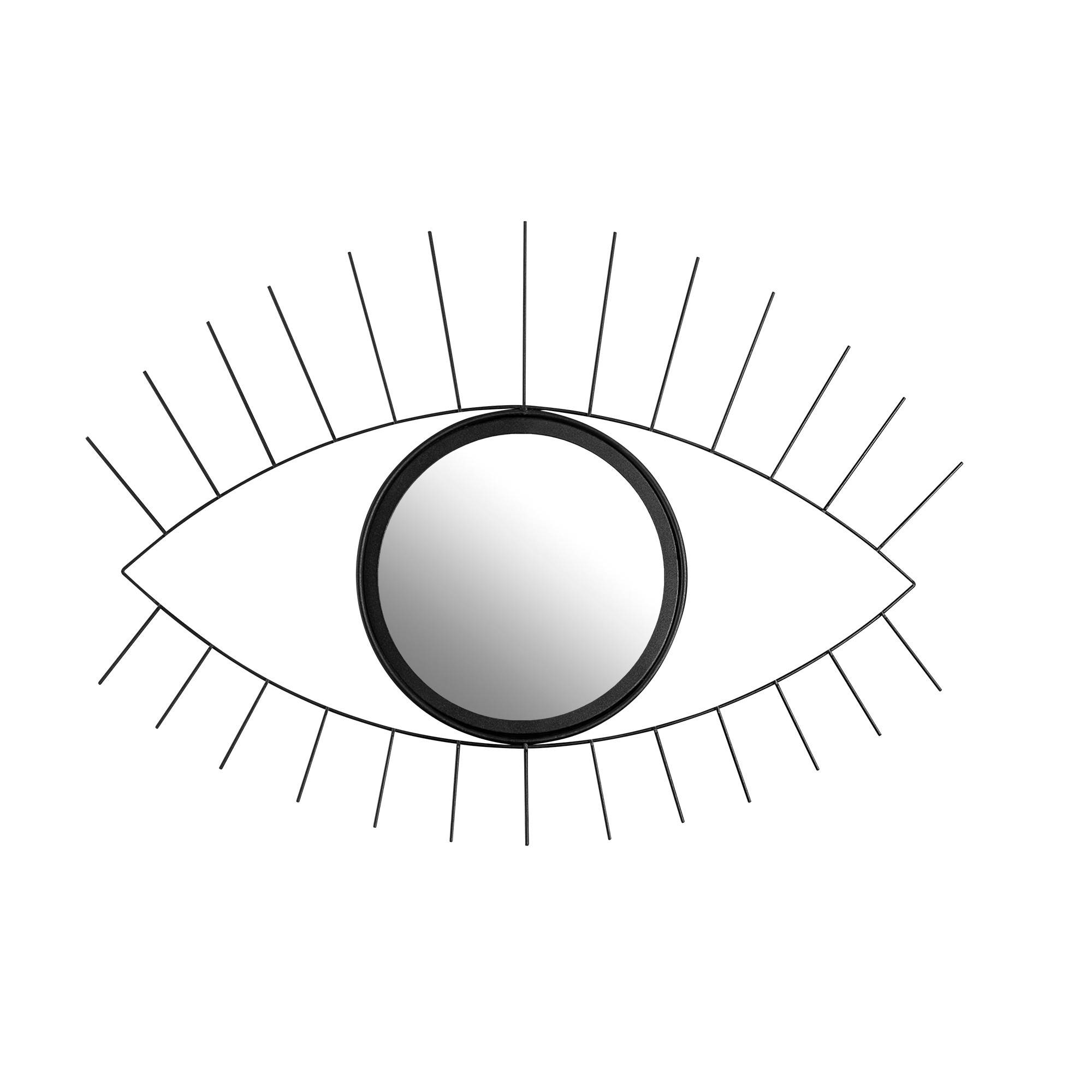 Dekorativer Spiegel Filamentis Großes Augenmuster L75xH50cm Schwarzes Metall
