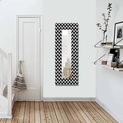 Espejo decorativo rectangular Riflesso 40x120cm Patrón en zigzag Blanco y negro