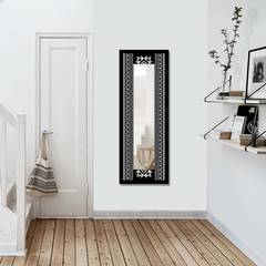 Espejo decorativo rectangular Riflesso 40x120cm Motivo étnico Blanco y negro