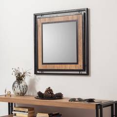 Espejo Reflexus Melamina doble marco 70cm Terre de Sienne Negro