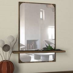 Ingelijste spiegel met plank Yedil Donker hout