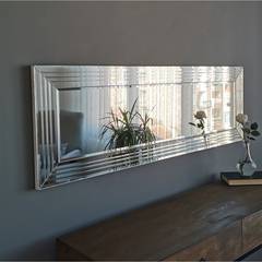 Moderner gerahmter Spiegel 120cm Compage MDF Silber 