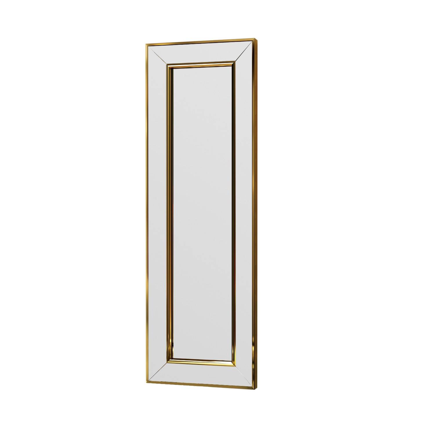 Espejo moderno Reflexus con marco dorado L30xH60cm Cristal templado Plata