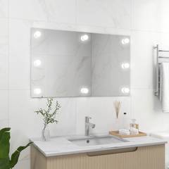 Rechteckiger Badezimmer-Wandspiegel Maddie 100x60cm Glas und 8 LEDs