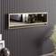 Belleza espejo de pared rectangular W121.8 cm marco calado Melamina Negro Metal Oro