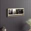Belleza espejo de pared rectangular W90 cm con marco calado Melamina Negro Metal Oro