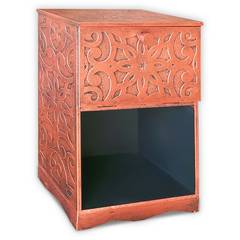Nachttisch orientalischer Stil Holz geschnitzt 1 Tür Monbolyto Holz Kupfer