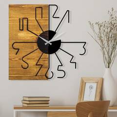 Reloj de pared Continuum Abstracto Madera Negra y Nogal