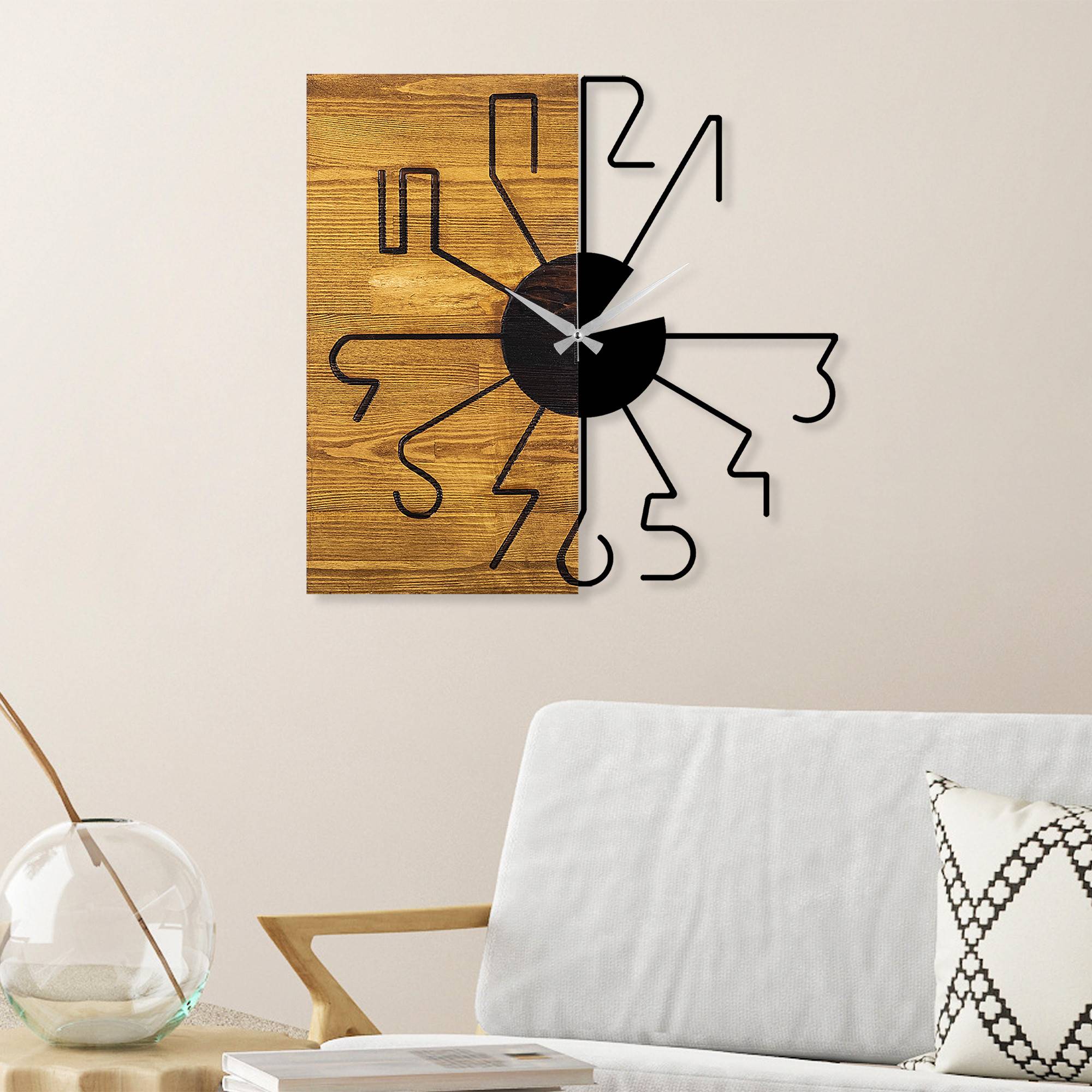 Orologio da parete Continuum Abstract in legno nero e noce