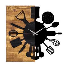 Orologio da parete Continuum Kitchen in legno nero e noce