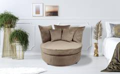 XXL Musso Fauteuil Taupe Fluweel