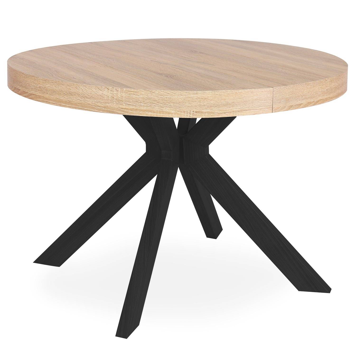Table ajustable en hauteur et extensible aspect chêne avec pied noir