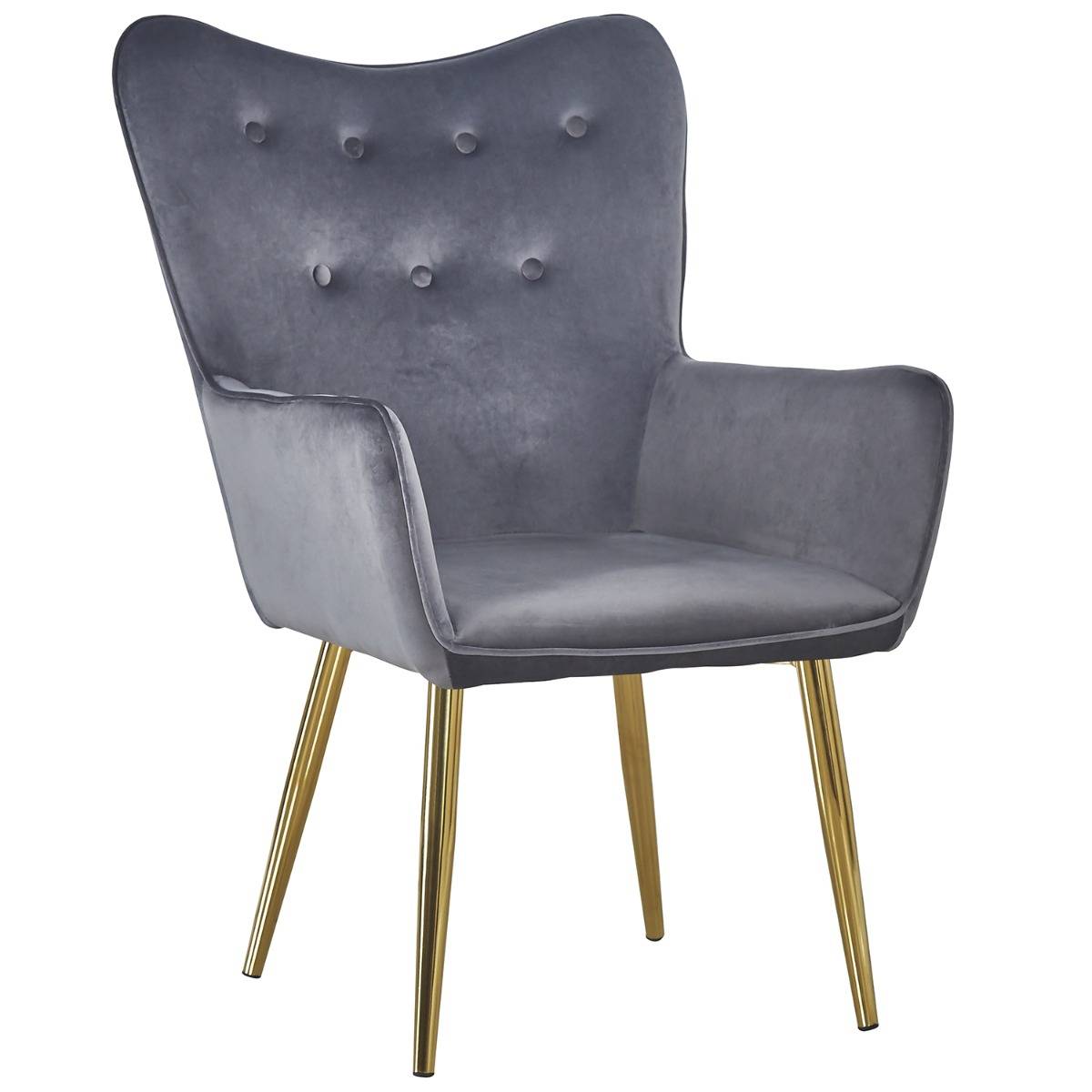 Nadol Skandinavischer Sessel mit goldenen Beinen und Samtbezug, Silber