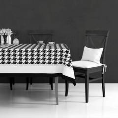 Nappe de table Arcy 150x150cm Tissu Motif Pied de poule Noir et Blanc
