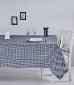 Nappe de table Bertier 170x170cm Coton Motif petits carreaux Noir et Blanc