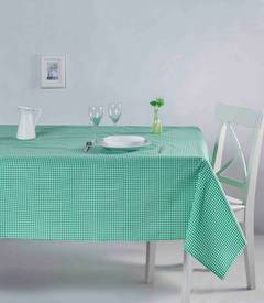 Nappe de table Bertier 170x170cm Coton Motif petits carreaux Vert et Blanc