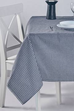 Nappe de table Bertier 170x170cm Coton Motif petits carreaux Noir et Blanc