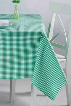 Nappe de table Bertier 170x170cm Coton Motif petits carreaux Vert et Blanc