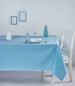Nappe de table Bertier 170x220cm Coton Motif petits carreaux Turquoise et Blanc