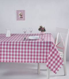Mantel Brunier 160x160cm Estampado de cuadros rosa y blanco