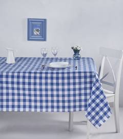 Brunier Tischdecke 160x220cm Karomuster Blau und Weiß