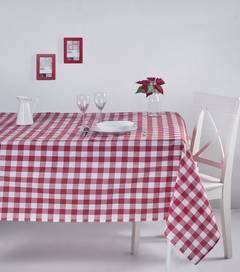 Brunier Tischdecke 160 x 220 cm Rot-weißes Karomuster