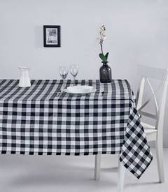 Brunier Tafelkleed 160x260cm Zwart en Wit Tegelmotief