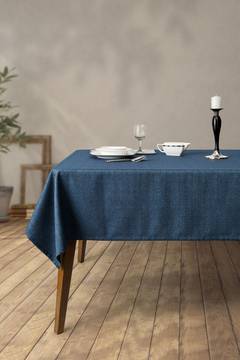 Nappe de table Charry 150x220cm Tissu Bleu foncé