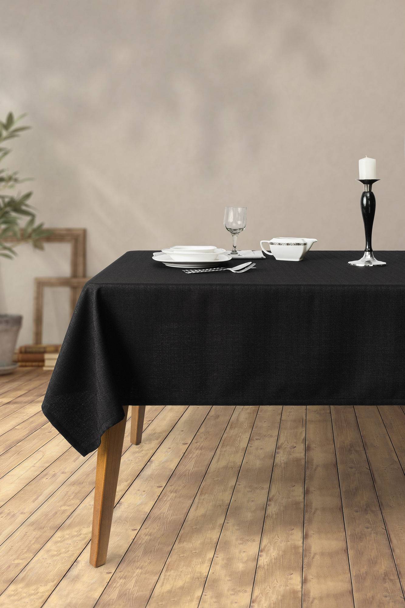 Nappe de table Charry 150x220cm Tissu Noir