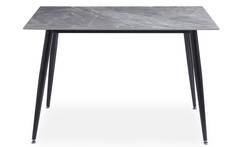 Narviano 80x120cm Eettafel van grijs marmer met zwart metalen poten