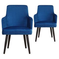 Set van 2 Neiva fauteuils van blauw fluweel