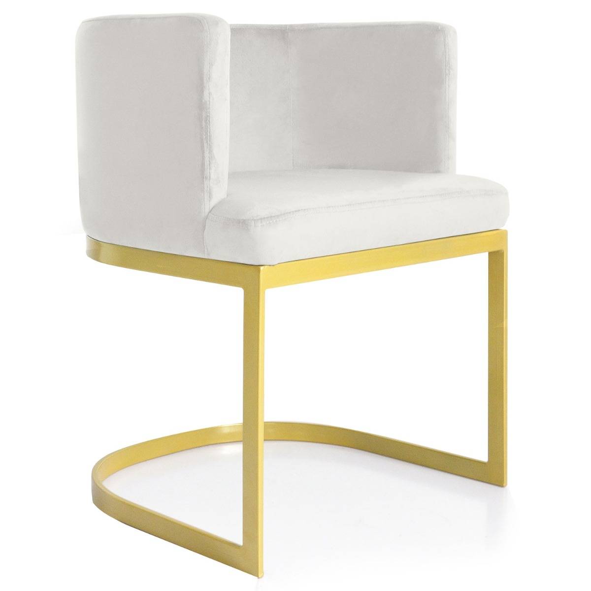 Noellie Stuhl / Sessel mit goldenen Stuhlbeinen und Samtbezug, Weiß